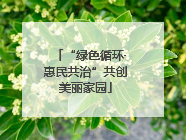“绿色循环·惠民共治”共创美丽家园