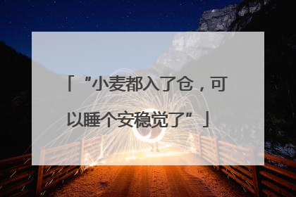 “小麦都入了仓，可以睡个安稳觉了”