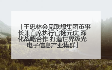 王忠林会见联想集团董事长兼首席执行官杨元庆 深化战略合作 打造世界级光电子信息产业集群