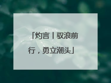 灼言丨驭浪前行，勇立潮头