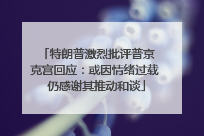 特朗普激烈批评普京 克宫回应：或因情绪过载 仍感谢其推动和谈