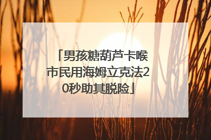 男孩糖葫芦卡喉 市民用海姆立克法20秒助其脱险