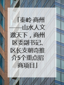 秦岭·商州——山水人文邀天下，商州区委副书记、区长支朝奇推介5个重点招商项目