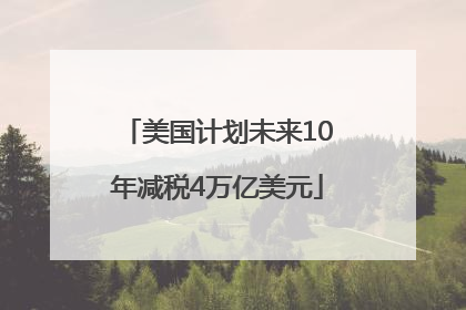 美国计划未来10年减税4万亿美元