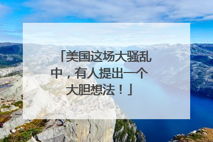 美国这场大骚乱中，有人提出一个大胆想法！
