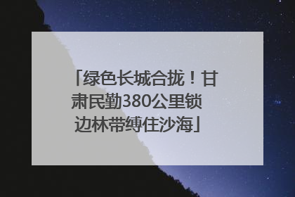 绿色长城合拢！甘肃民勤380公里锁边林带缚住沙海