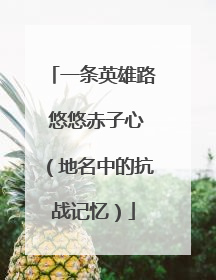一条英雄路 悠悠赤子心（地名中的抗战记忆）