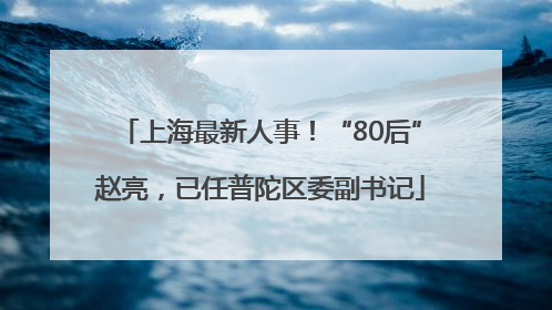 上海最新人事！“80后”赵亮，已任普陀区委副书记