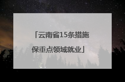 云南省15条措施保重点领域就业