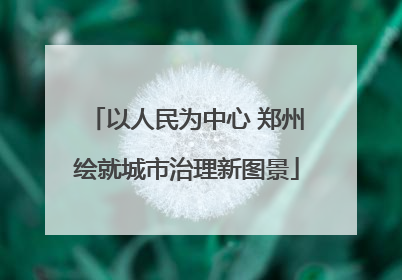 以人民为中心 郑州绘就城市治理新图景
