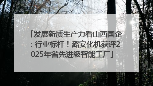 发展新质生产力看山西国企：行业标杆！潞安化机获评2025年省先进级智能工厂