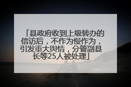 县政府收到上级转办的信访后，不作为慢作为，引发重大舆情，分管副县长等25人被处理