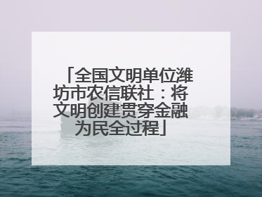 全国文明单位潍坊市农信联社：将文明创建贯穿金融为民全过程