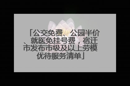 公交免费、公园半价、就医免挂号费，宿迁市发布市级及以上劳模优待服务清单