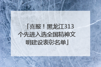 喜报！黑龙江313个先进入选全国精神文明建设表彰名单