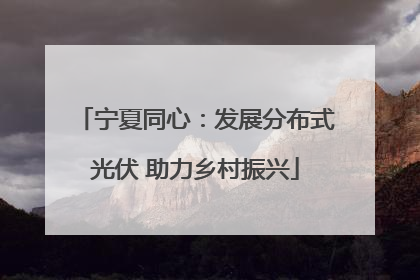 宁夏同心：发展分布式光伏 助力乡村振兴