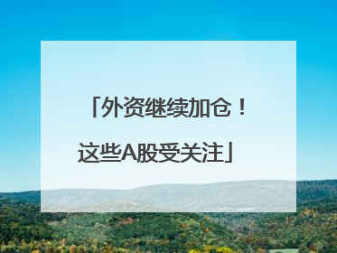 外资继续加仓！这些A股受关注