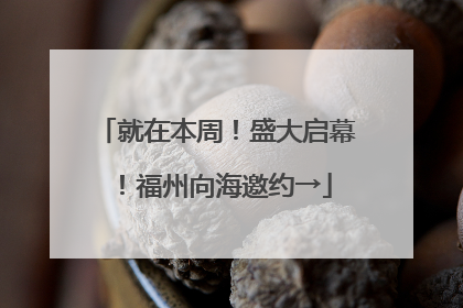 就在本周！盛大启幕！福州向海邀约→