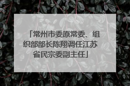 常州市委原常委、组织部部长陈翔调任江苏省民宗委副主任