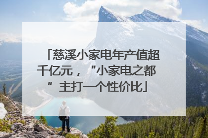 慈溪小家电年产值超千亿元，“小家电之都”主打一个性价比