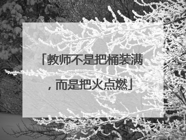 教师不是把桶装满，而是把火点燃