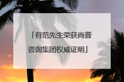 有范先生荣获尚普咨询集团权威证明