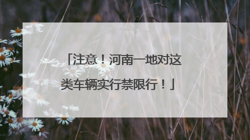 注意！河南一地对这类车辆实行禁限行！