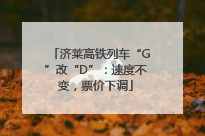 济莱高铁列车“G”改“D”：速度不变，票价下调