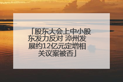 股东大会上中小股东发力反对 漳州发展约12亿元定增相关议案被否