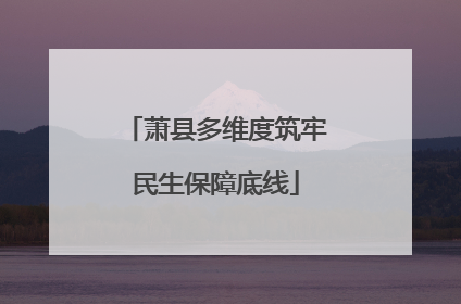 萧县多维度筑牢民生保障底线