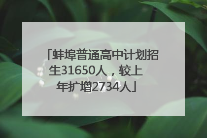 蚌埠普通高中计划招生31650人，较上年扩增2734人