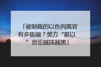 被制裁的以色列高官有多极端？美方“挺以”言论越抹越黑