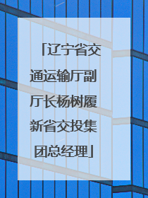 辽宁省交通运输厅副厅长杨树履新省交投集团总经理