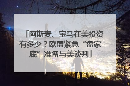 阿斯麦、宝马在美投资有多少？欧盟紧急“盘家底”准备与美谈判
