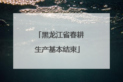 黑龙江省春耕生产基本结束