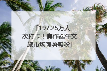 197.25万人次打卡！焦作端午文旅市场强势吸粉
