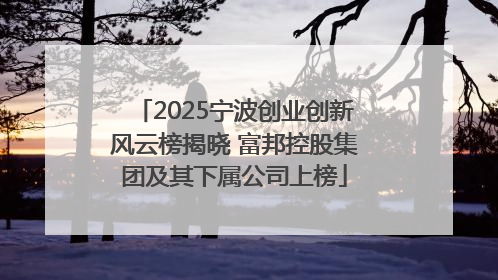 2025宁波创业创新风云榜揭晓 富邦控股集团及其下属公司上榜