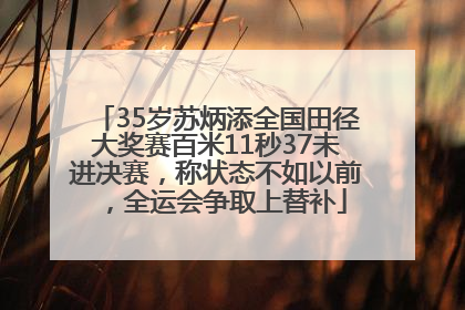 35岁苏炳添全国田径大奖赛百米11秒37未进决赛，称状态不如以前，全运会争取上替补